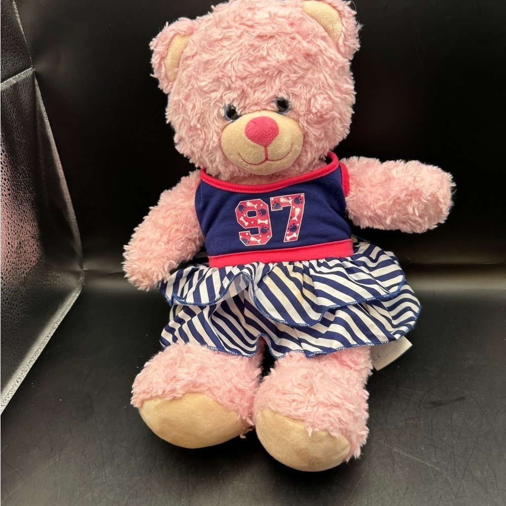 Build A Bear BAB Pink Teddy Bear 17” Plush Stuffed Animal With #87 Dress